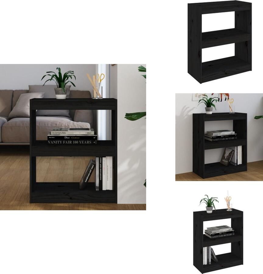 VidaXL Boekenkast Boekenkasten Opbergkast Kast Boekenkast kamerscherm 60x30x71 5 cm massief grenenhout zwart