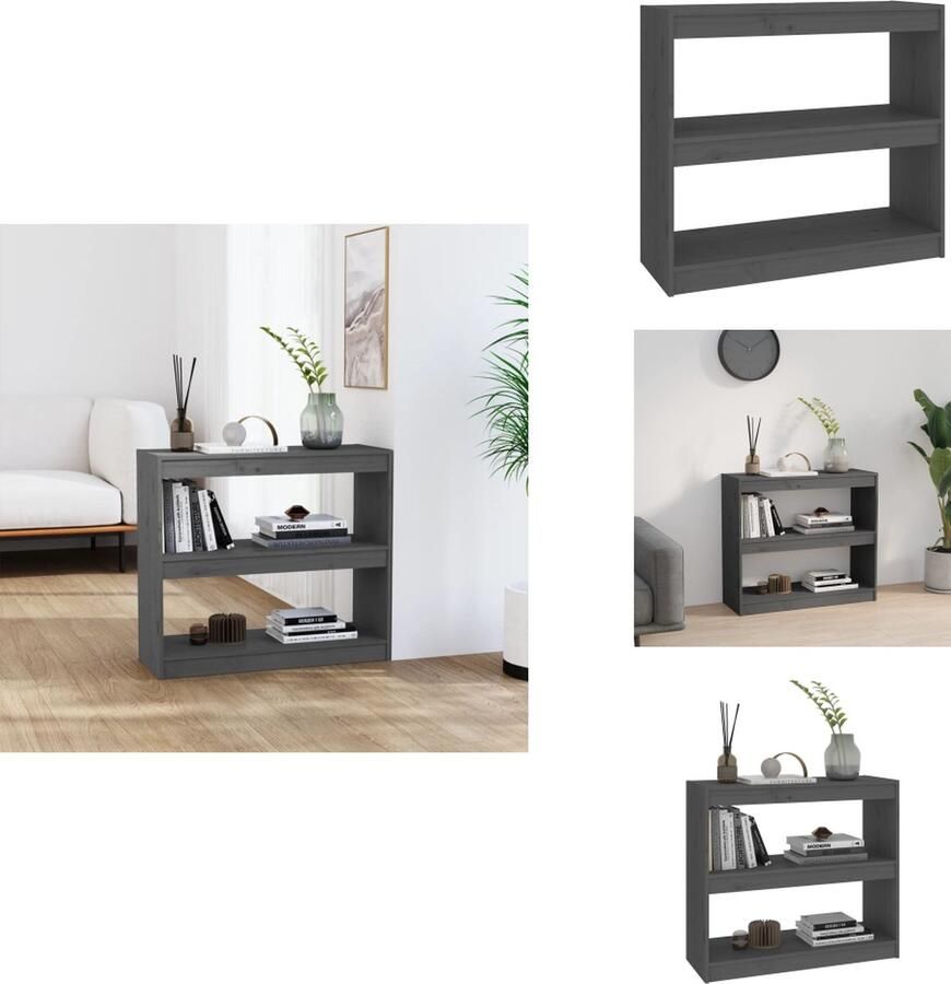 VidaXL Boekenkast Boekenkasten Opbergkast Kast Boekenkast kamerscherm 80x30x135-5 cm massief grenenhout grijs