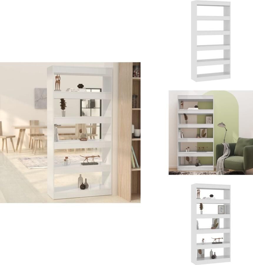 VidaXL Boekenkast Boekenkasten Opbergkast Kast Boekenkast kamerscherm 80x30x166 cm bewerkt hout hoogglans wit