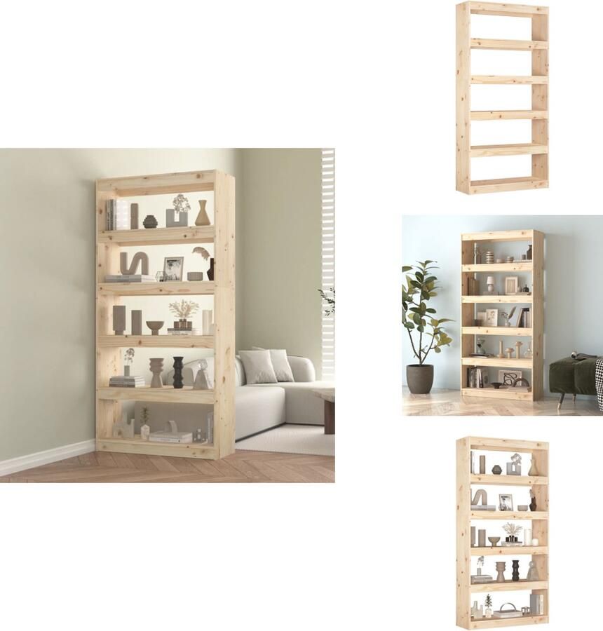 VidaXL Boekenkast Boekenkasten Opbergkast Kast Boekenkast kamerscherm 80x30x167-4 cm massief grenenhout