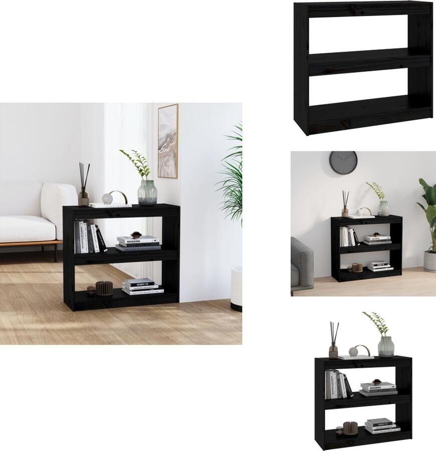 VidaXL Boekenkast Boekenkasten Opbergkast Kast Boekenkast kamerscherm 80x30x71 5 cm massief grenenhout zwart