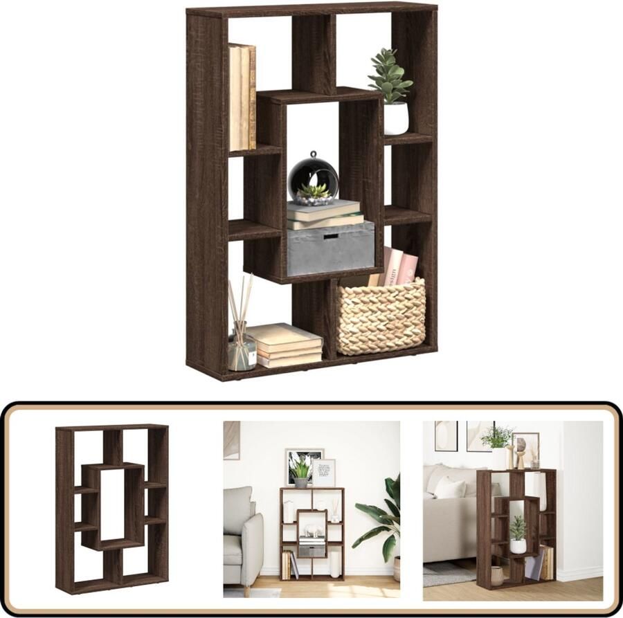 VidaXL Boekenkast Bruin Eiken 7 Vakken 63x20x90 cm Boekenkast Boekenkasten Boeken Plank Schappenkast