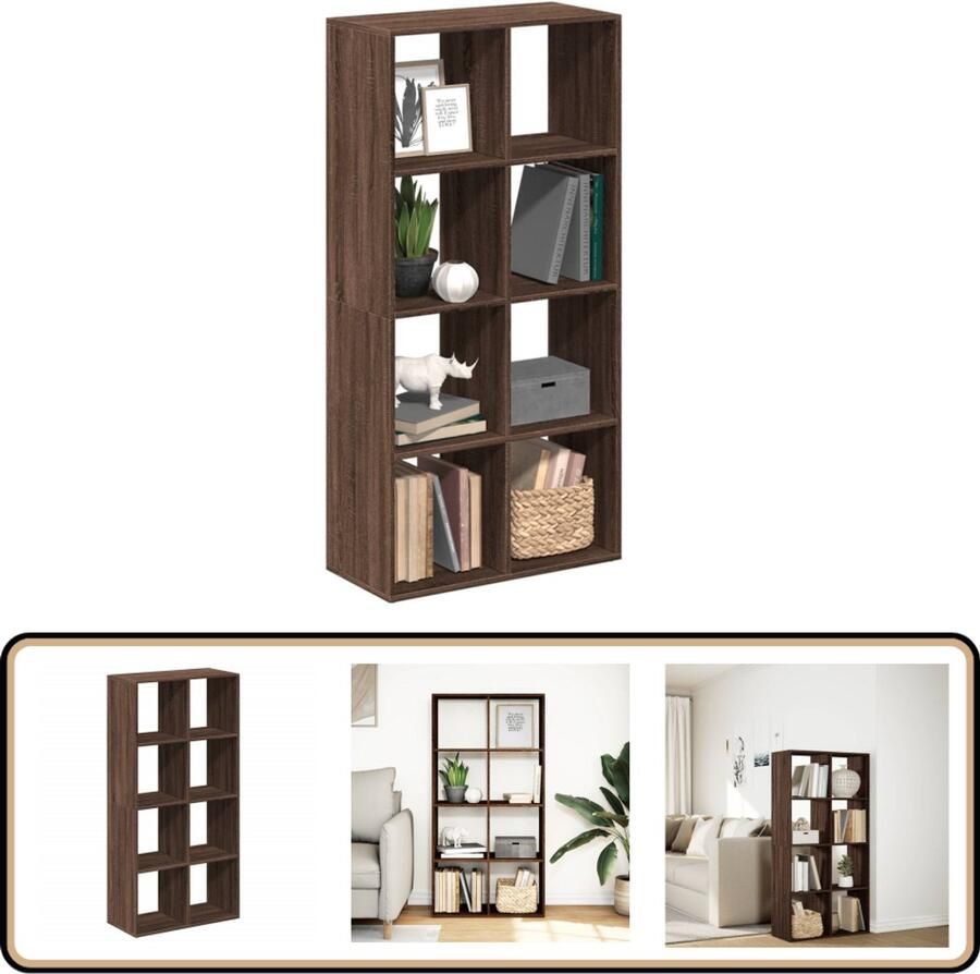 VidaXL Boekenkast Bruin Eiken 8 Vakken 69 5x29x137 5 cm Boekenkast Boekenkasten Boeken Plank Schappenkast
