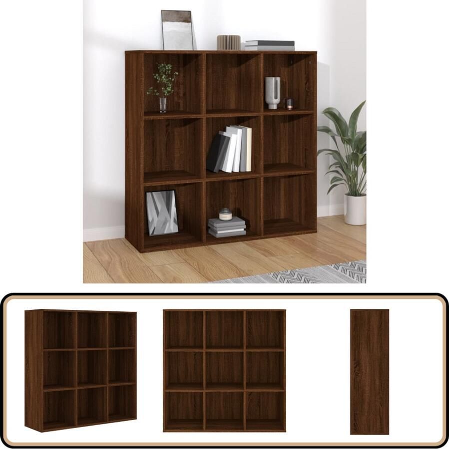 VidaXL Boekenkast Bruin eiken 98x30x98 cm Boekenkast Houten Boekenkast Bruine Boekenkast Bruine Eiken Boekenkast Boekenplank Woonkamerdecoratie Opslagmeubel Interieurdesign Stijlvolle Boekenkast