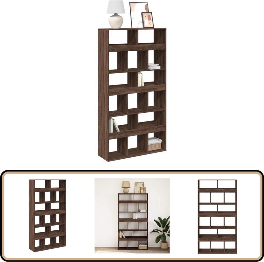 VidaXL Boekenkast Bruineiken 15 Vakken Boekenkast Boekenkasten Boeken Plank Schappenkast