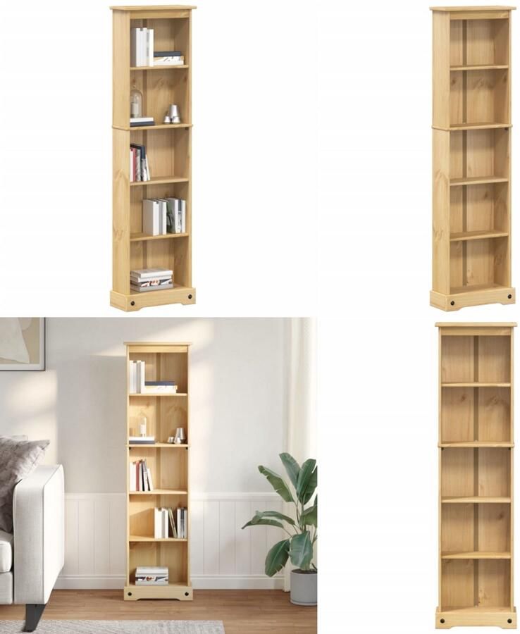 VidaXL Boekenkast Corona 46x20x170 cm massief grenenhout Boekenkast Boekenkasten Boeken Plank Schappenkast