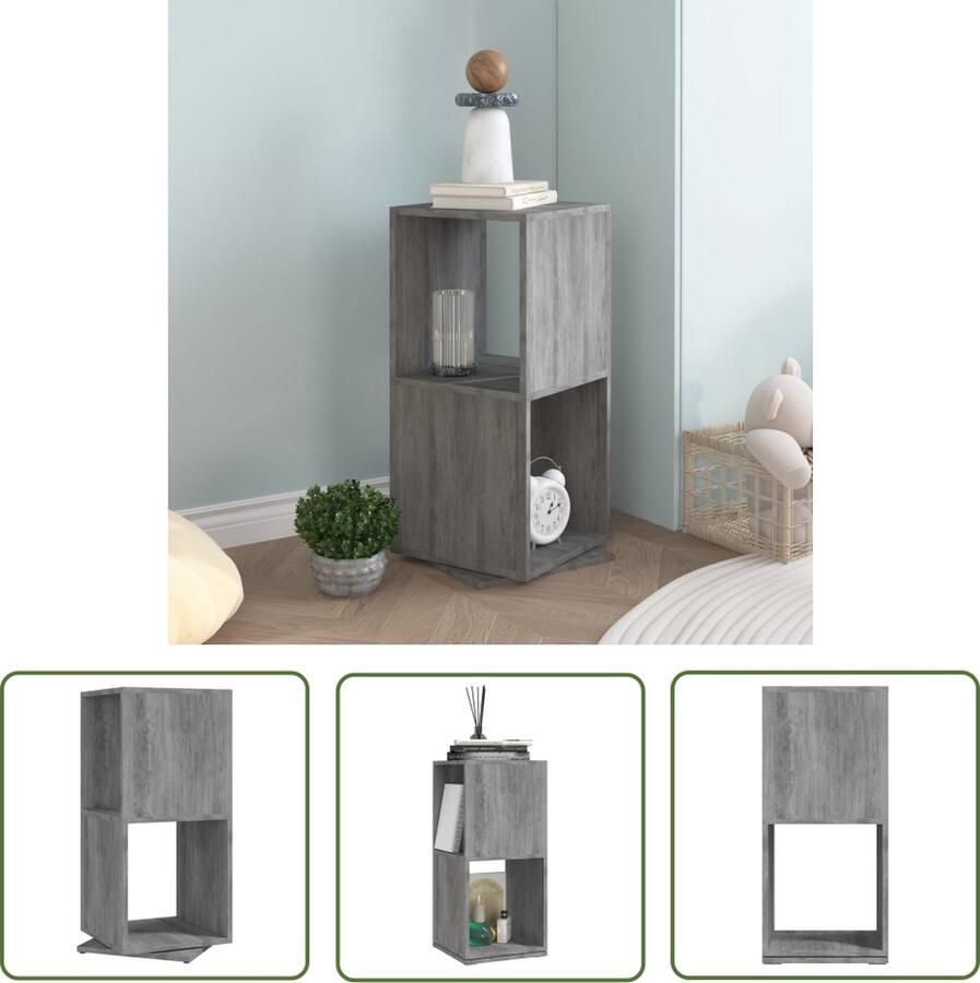 The Living Store Draaibare Kast Staande Kast 34.5 x 34.5 x 147.5 cm Betongrijs Draaikast Boekenkast Hoekkast Opslagkast Meubilair