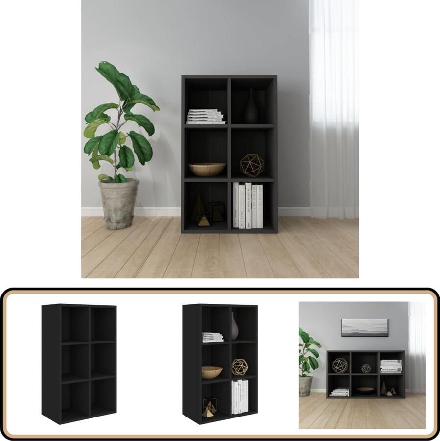 VidaXL Boekenkast Dressoir 66x30x98 cm Zwart Boekenkast Bibliotheek Tv-meubel Houten Meubilair Zwarte Meubelen