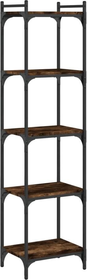 The Living Store Boekenkast 5-laags 40x30x154 cm bewerkt hout gerookt eikenkleur Boekenkast Industrieel Houten Boekenkast Bruine Boekenkast Vintage Boekenkast - Foto 2