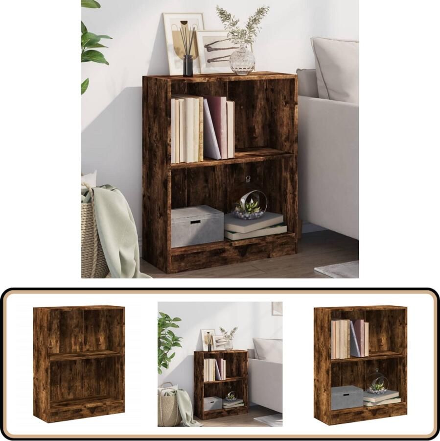 The Living Store Boekenkast compact en functioneel 60 x 24 x 74.5 cm gerookt eiken Boekenkast Houten Boekenkast Bruine Boekenkast Kleine Boekenkast Multifunctionele Boekenkast
