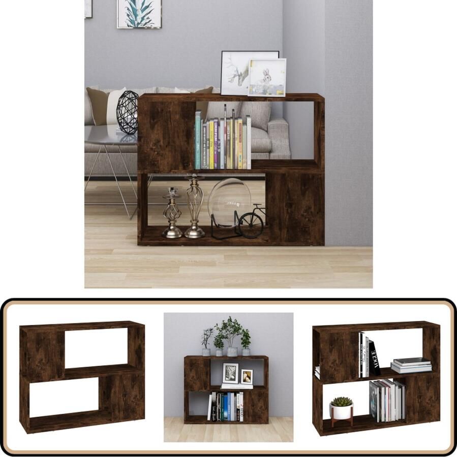 VidaXL Boekenkast Gerookt Eiken 80x24x63 cm Boekenkast Kamer Scheidingswand Houten Boekenkast Bruine Boekenkast Design Boekenkast
