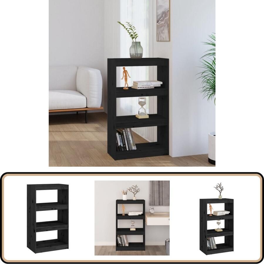 VidaXL Boekenkast Grenenhout Zwart 60x30x103 5 cm Boekenkast Boekenplank Opbergkast Houtmeubilair Grenoblenhout Zwarte Boekenkast Kamerdivider Scheidingswand