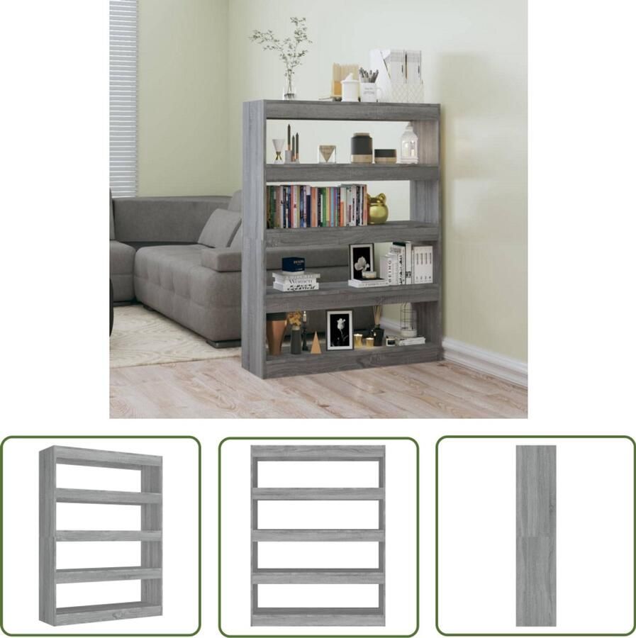 VidaXL Boekenkast Grijs Eiken 100x30x135 cm Boekenkast Houten Boekenkast Grijze Boekenkast Sonoma Eiken Boekenkast Kamerdivider Scheidingswand
