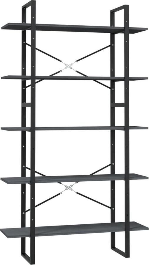 VidaXL Boekenkast Grijs Grenenhout en Metaal 2 stuks Boekenkast Bibliotheek Hout Industrieel Design Grijze Kleur Grenenhout Stapelbare Units