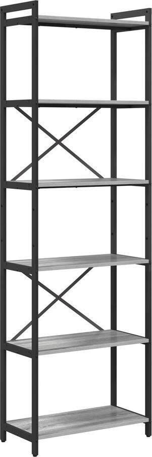 VidaXL Boekenkast Grijs sonoma 60 x 30 x 188 cm Hout en staal