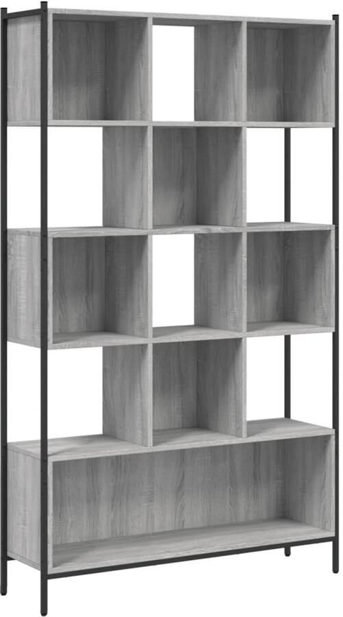The Living Store Boekenkast 102x28x172 cm bewerkt hout grijs sonoma eikenkleurig Boekenkast Houten Boekenkast Metalen Boekenkast Grijze Boekenkast Sonomale Boekenkast - Foto 2