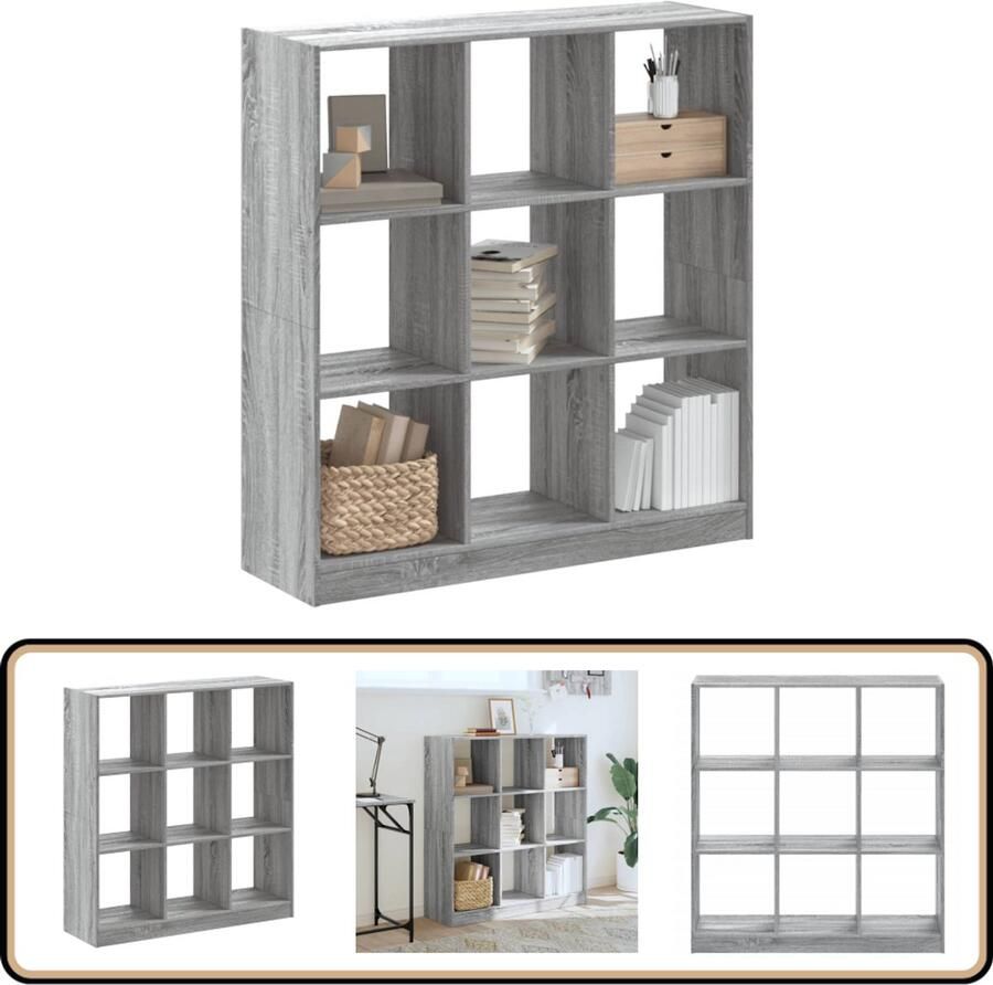 VidaXL Boekenkast Grijs Sonoma Eiken 102x32x108 cm Boekenkast Boekenkasten Boeken Plank Schappenkast