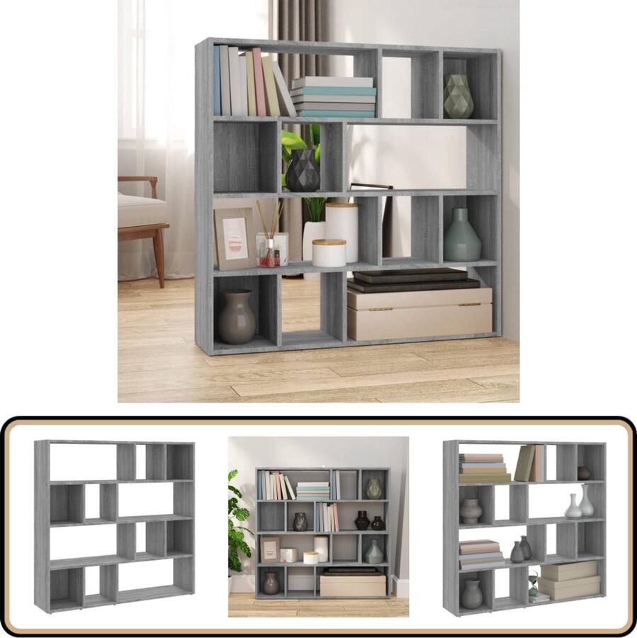 VidaXL Boekenkast Grijs Sonoma Eiken 105x24x102 cm Boekenkast Kamerscherm Houten Kast Grijze Boekenkast Sonoma Eiken