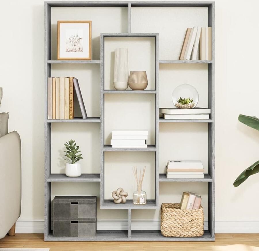 VidaXL Boekenkast Grijs Sonoma Eiken 11 Vakken Boekenkast Boekenkasten Boeken Plank Schappenkast