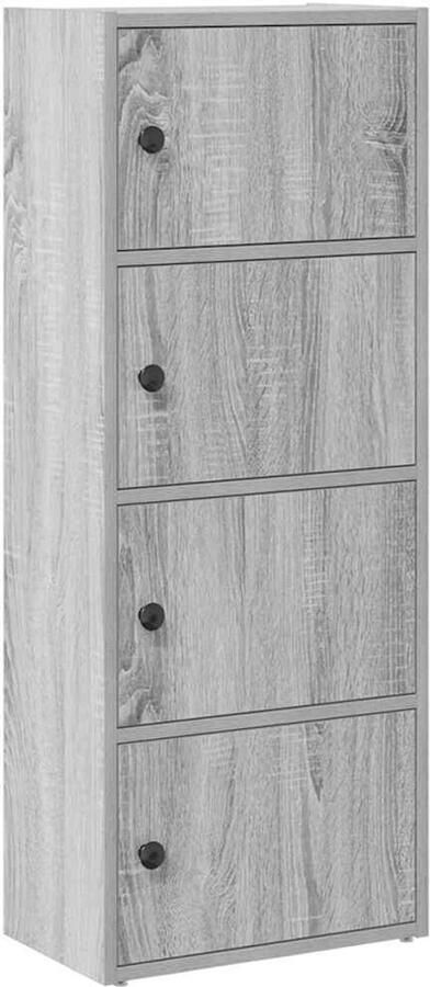 The Living Store Boekenkast 40x24x102 cm bewerkt hout grijs sonoma eikenkleurig Boekenkast Houten Boekenkast Grijze Boekenkast Bibliotheekkast Opslagkast - Foto 2