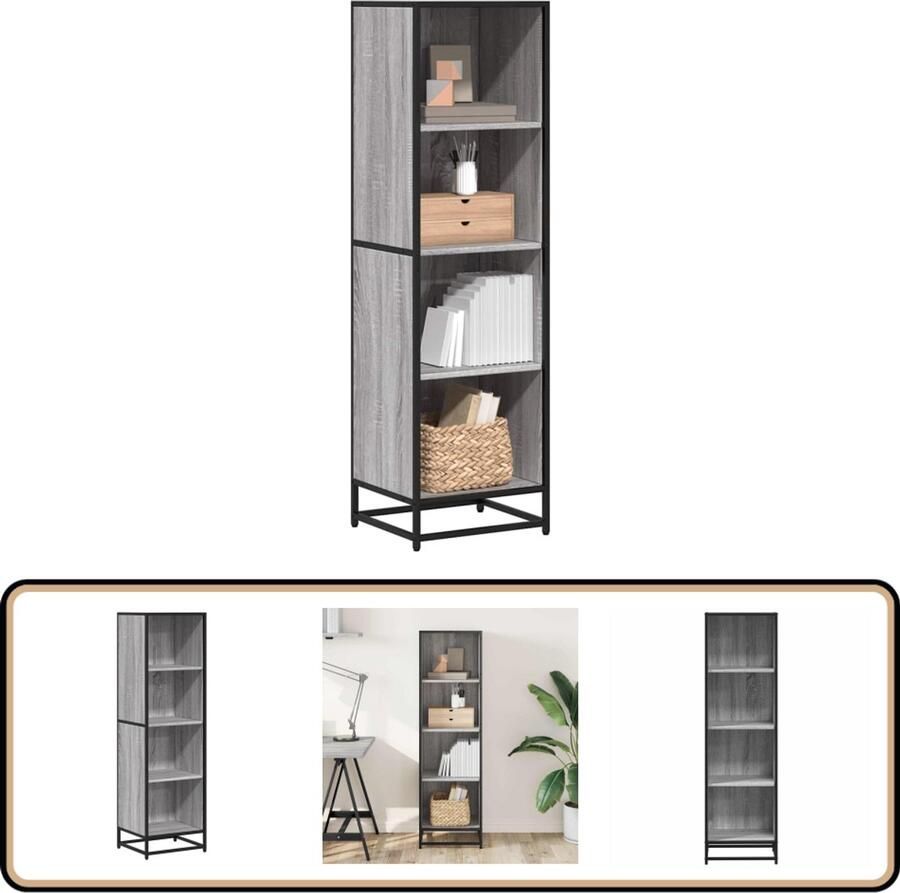 VidaXL Boekenkast Grijs Sonoma Eiken 40x35x139 cm Boekenkast Boekenkasten Boekenschap Boekenstandaard