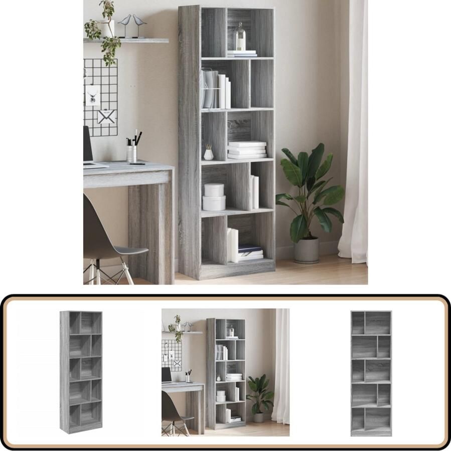 VidaXL Boekenkast Grijs Sonoma Eiken 57x28 5x174 cm Boekenkast Boekenkasten Boeken Plank Schappenkast