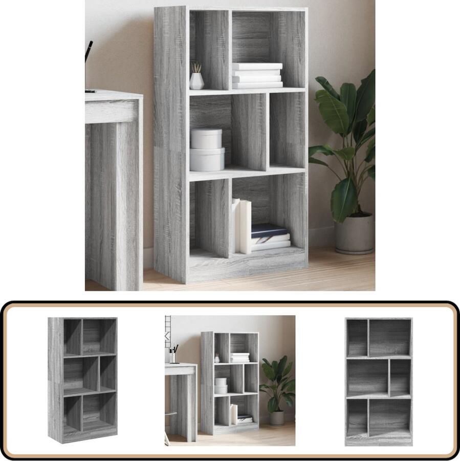 The Living Store Boekenkast 57x28 5x107 5 cm bewerkt hout grijs sonoma eiken Boekenkast Grijze Boekenkast Houten Boekenkast Vintage Boekenkast Salontafel