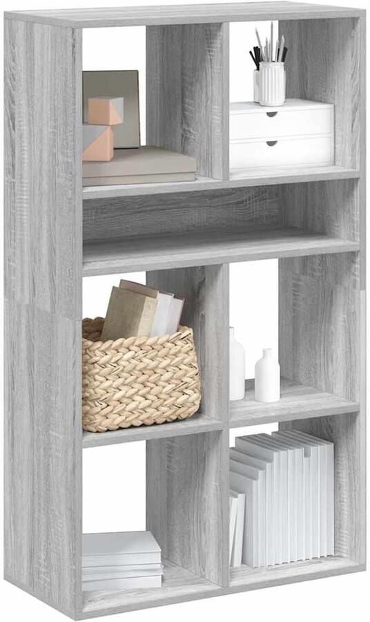 The Living Store Boekenkast 66x31x112 cm bewerkt hout grijs sonoma eikenkleurig Boekenkast Houten Boekenkast Bibliotheekkast Opslagoplossing Interieurbouw - Foto 2