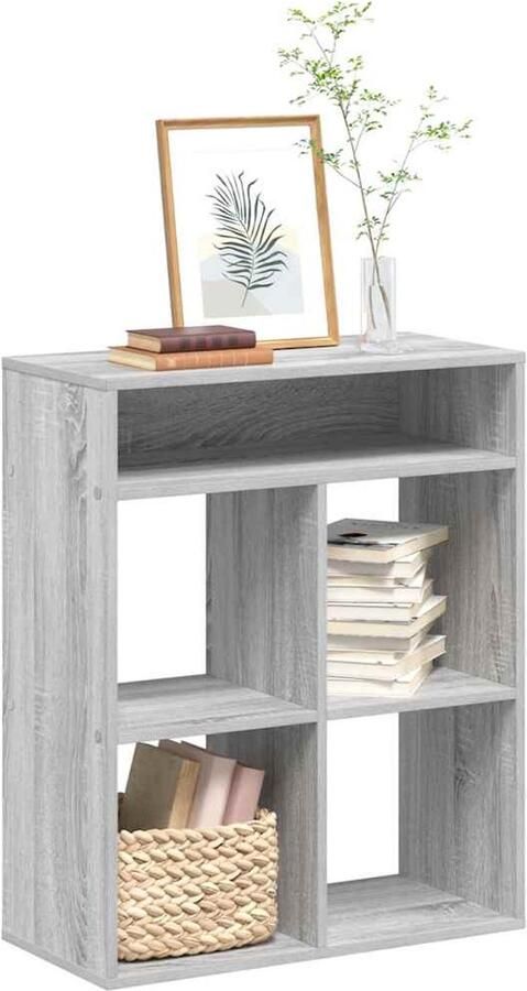 The Living Store Boekenkast 66x31x80 cm bewerkt hout grijs sonoma eikenkleurig Boekenkast Houten Boekenkast Grijze Boekenkast Boekenrek Wandkast - Foto 2