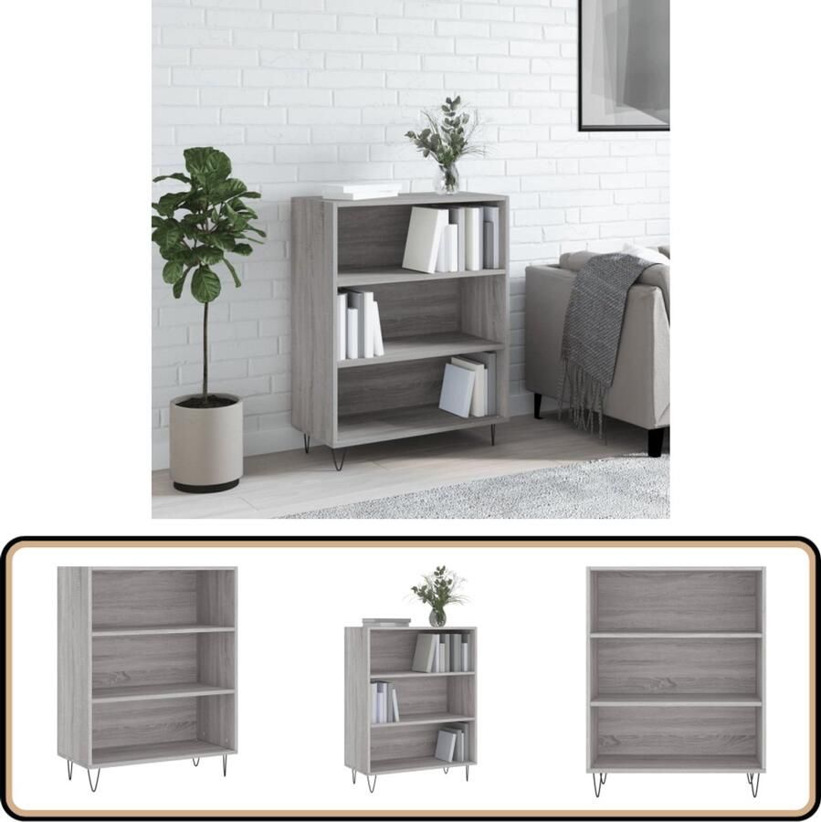 VidaXL Boekenkast Grijs Sonoma Eiken 69 5x32 5x90 cm Boekenkast Houten Boekenkast Grijze Boekenkast Moderne Boekenkast Boekenplank Opslagoplossing Woonkamerdecoratie Saloninrichting