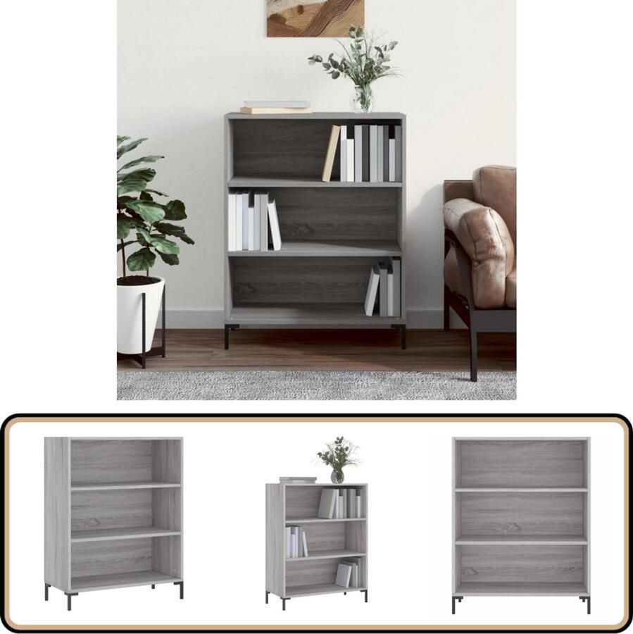 VidaXL Boekenkast Grijs Sonoma Eiken 69 5x32 5x90 cm Boekenkast Houten Boekenkast Grijze Boekenkast Moderne Boekenkast Boekenplank Opslagoplossing Woonaccessoires
