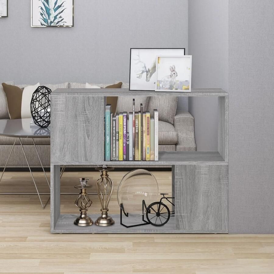 VidaXL Boekenkast Grijs Sonoma Eiken 80x24x63 cm Boekenkast Kamerscherm Grijze Boekenkast Houten Boekenkast Opslagmogelijkheden Livingroom Furniture Bedroom Furniture Home Office - Foto 2