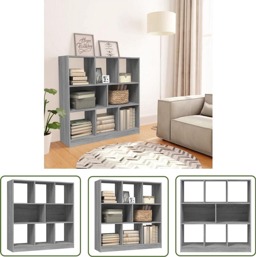 VidaXL Boekenkast Grijs Sonoma Eiken 97 5x29 5x100 cm Boekenkast Bibliotheek Houten Boekenkast Grijze Boekenkast Sonoma Eiken Opslagruimte Woonkamermeubilair