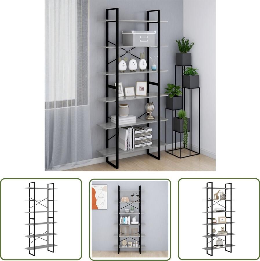 The Living Store Hoge kast 100x30x210 cm bewerkt hout grijs sonoma eikenkleurig Hoge Kast Boekenkast Grijze Kast Houten Kast Opbergkast - Foto 2