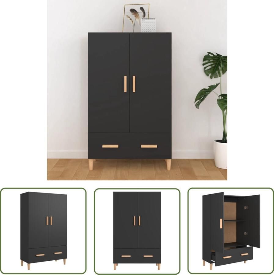 VidaXL Hoge kast 70x31x115 cm bewerkt hout zwart Hoge Kast Boekenkast Opslagoplossing Woonkamermeubel Slaapkamers Мебель
