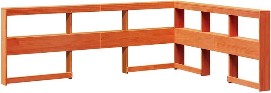 VidaXL Boekenkast Hoofdeinde L-vormig 140 cm grenenhout wasbruin