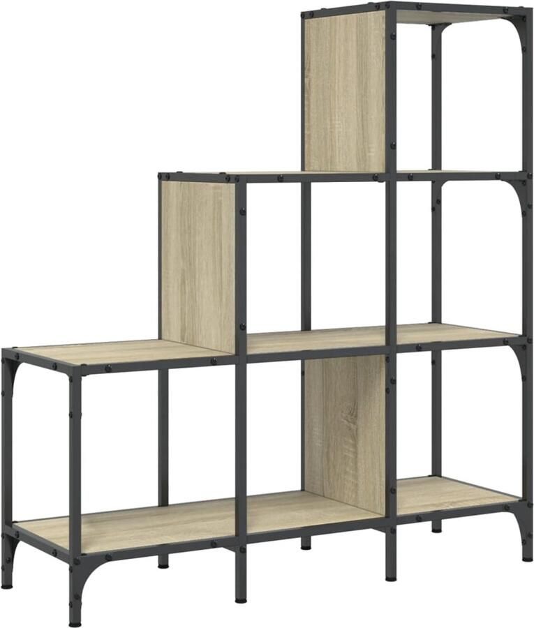 The Living Store Boekenkast 92x30x102 cm bewerkt hout en metaal sonoma eiken Boekenkast Houten Boekenkast Boekenplank Opslagoplossing Woonaccessoires - Foto 2