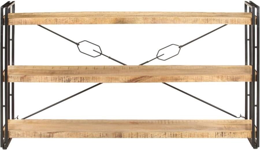 The Living Store Boekenkast Industrieel 140x30x80 cm Massief Ruw Mangohout en Gepoedercoat Staal Industriele Boekenkast Industrieel Design Mangohout Boekenkast Vintage Boekenkast Bibliotheek