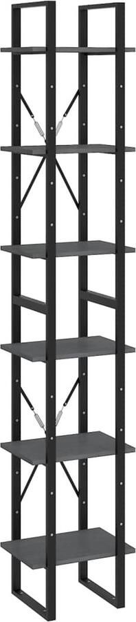 The Living Store Hoge kast 40x30x210 cm massief grenenhout grijs Industriele Kast Boekenkast Hout Kast Grenoble Kast Grijze Kast - Foto 2