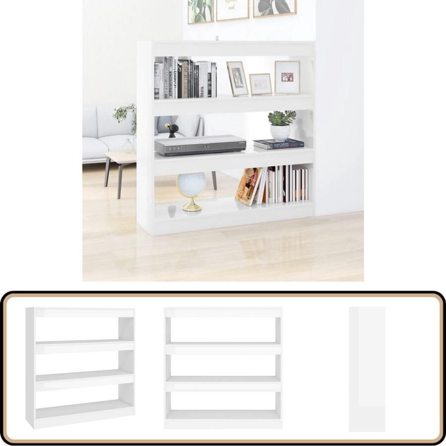 VidaXL Boekenkast Kamerscherm 100x30x103 cm Wit Boekenkast Bibliotheek Kamerdivider Witte Boekenkast Houten Boekenkast Meubilair Opslagruimte Woonaccessoires Livingroom Furniture Home Storage