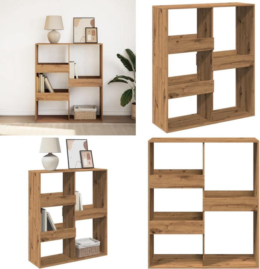 VidaXL Boekenkast kamerscherm 100x33x115 cm artisanaal eikenkleurig Boekenkast Boekenkasten Boeken Plank Schappenkast