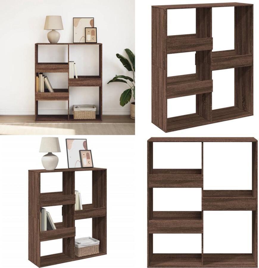 VidaXL Boekenkast kamerscherm 100x33x115 cm bruin eikenkleur Boekenkast Boekenkasten Boeken Plank Schappenkast