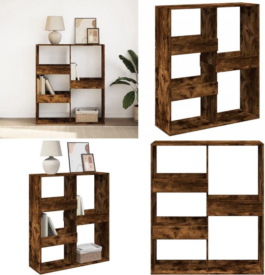 VidaXL Boekenkast kamerscherm 100x33x115 cm gerookt eikenkleur Boekenkast Boekenkasten Boeken Plank Schappenkast