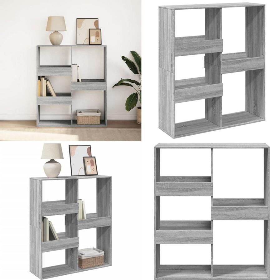 VidaXL Boekenkast kamerscherm 100x33x115 cm grijs sonoma eikenkleur Boekenkast Boekenkasten Boeken Plank Schappenkast