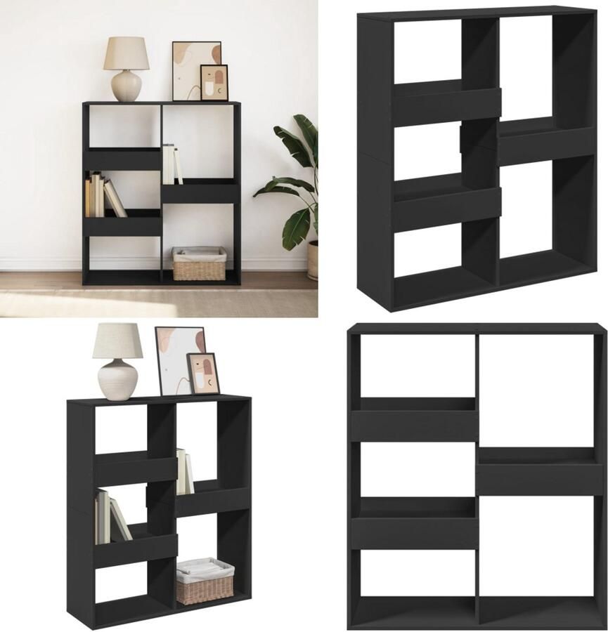 VidaXL Boekenkast kamerscherm 100x33x115 cm zwart Boekenkast Boekenkasten Boeken Plank Schappenkast