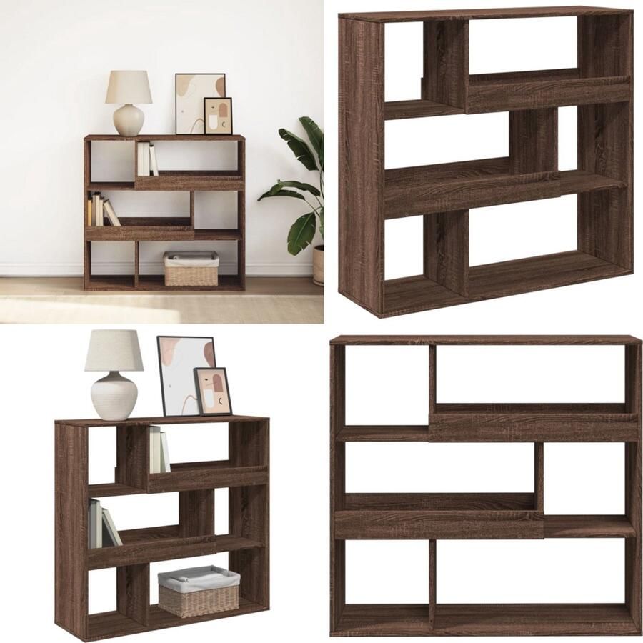 VidaXL Boekenkast kamerscherm 100x33x94 5 cm bruin eikenkleur Boekenkast Boekenkasten Boeken Plank Schappenkast