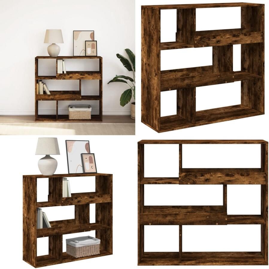 VidaXL Boekenkast kamerscherm 100x33x94 5 cm gerookt eikenkleurig Boekenkast Boekenkasten Boeken Plank Schappenkast