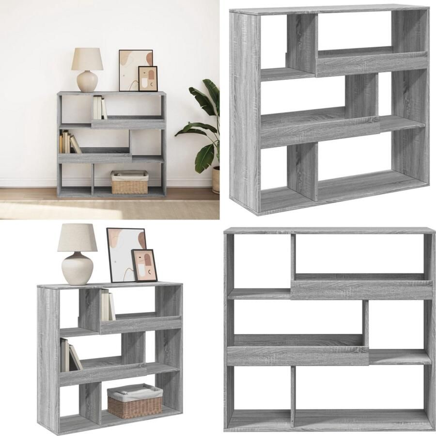 VidaXL Boekenkast kamerscherm 100x33x94 5 cm grijs sonoma eiken Boekenkast Boekenkasten Boeken Plank Schappenkast