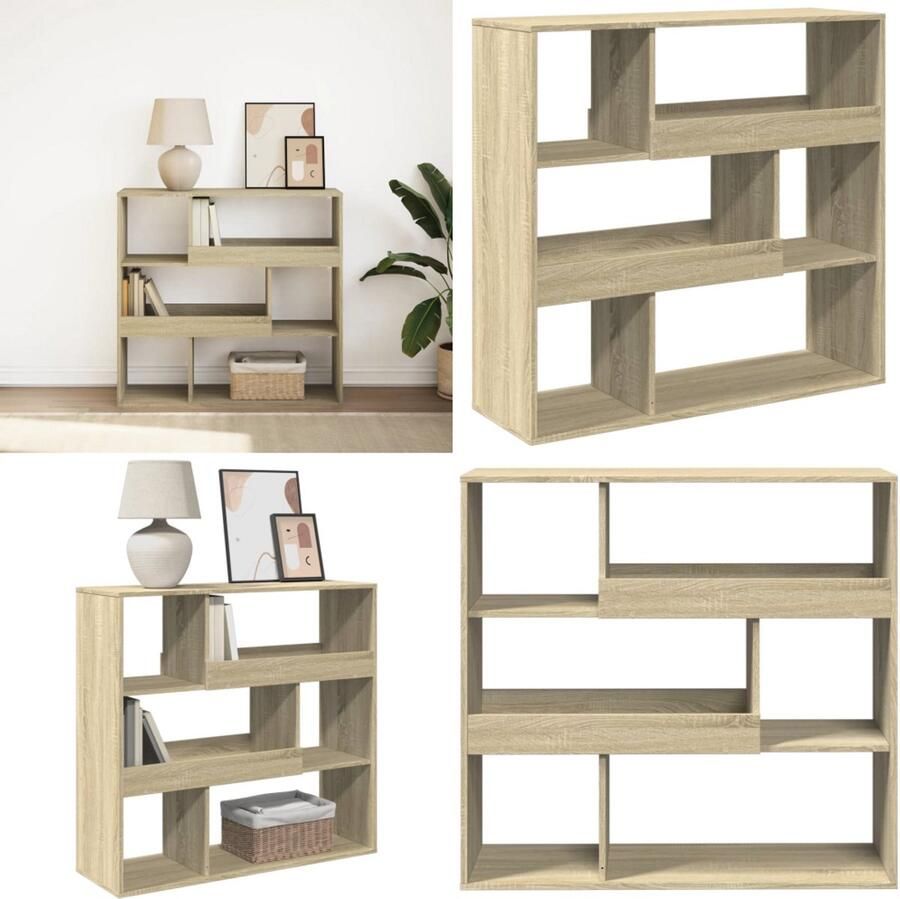 VidaXL Boekenkast kamerscherm 100x33x94 5 cm sonoma eikenkleurig Boekenkast Boekenkasten Boeken Plank Schappenkast