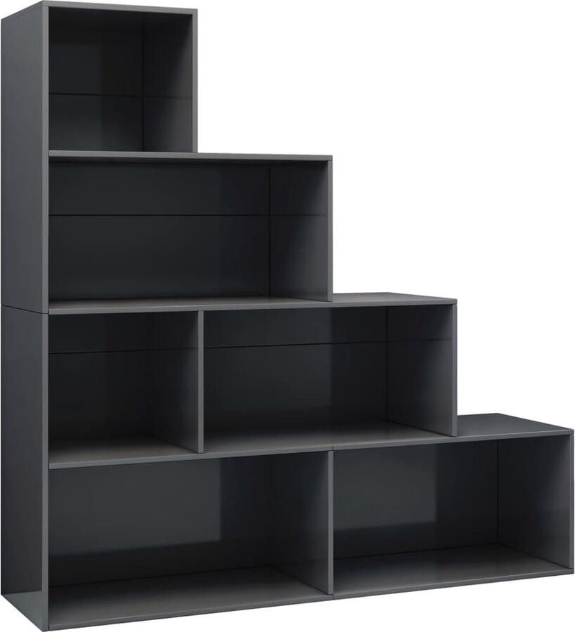 VidaXL -Boekenkast kamerscherm-155x24x160-cm-spaanplaat-hoogglans-grijs